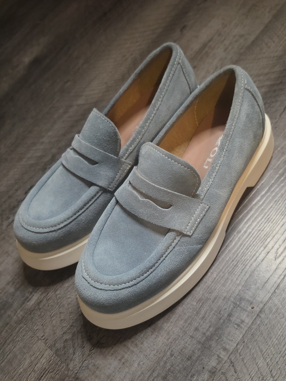 Rizzole Blue Womens Suede Loafers Size 36